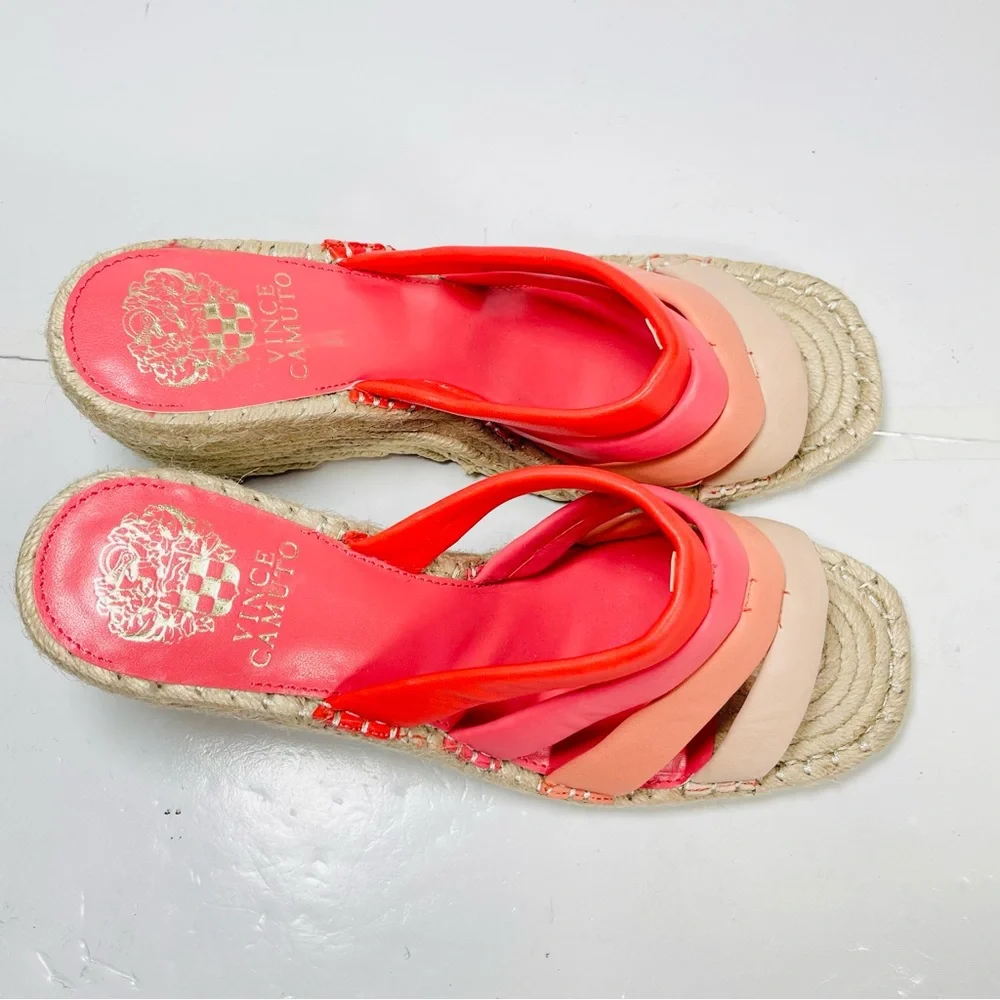 Vince‎ Camuto Molisana Espadrilles Wedge Sandals Womens Size 9M Orange/Pink.